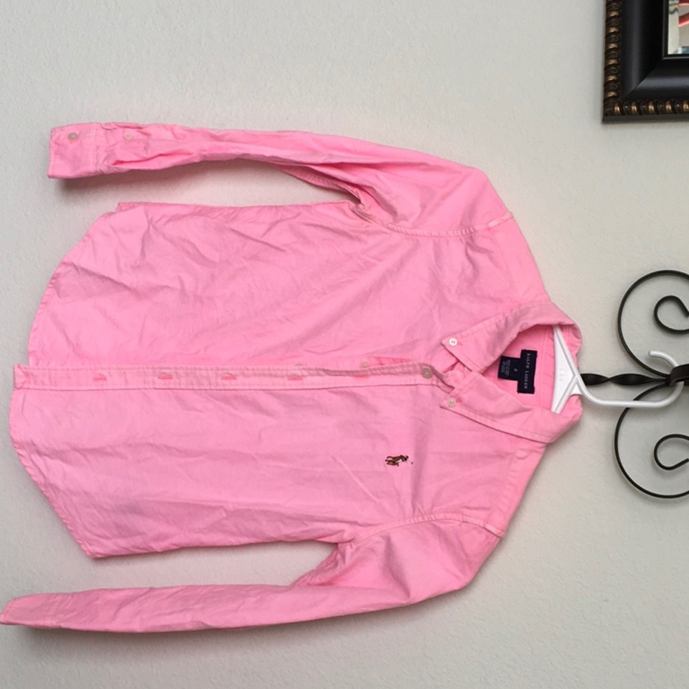 Girls long sleeve pink Ralph Lauren shirt